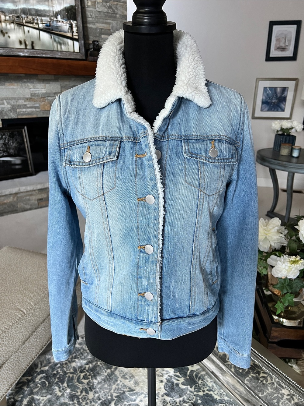 Ashley Vintage Charm Light Blue Sherpa-Lined Denim Jacket - Women